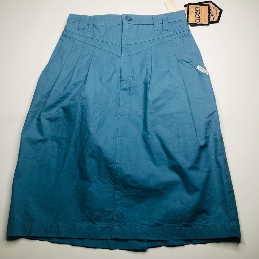 VTG DWT 90s Cherokee Womens Skirt Light Blue Western Arrow Detail + Pockets, 25